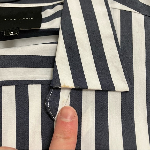 ALEX MARIE striped tie waist button down blouse - Picture 4 of 6